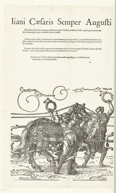 Triomfwagen van keizer Maximiliaan I Kopieën naar Dürers Triomfwagen voor keizer Maximiliaan I (tytuł serii) To triumfalny rydwan na cześć Invictus. A Najwspanialszy Książę D. Maksymilian Cezara Semper August był ubrany, I Albertus autorstwa Hans Guldenmund