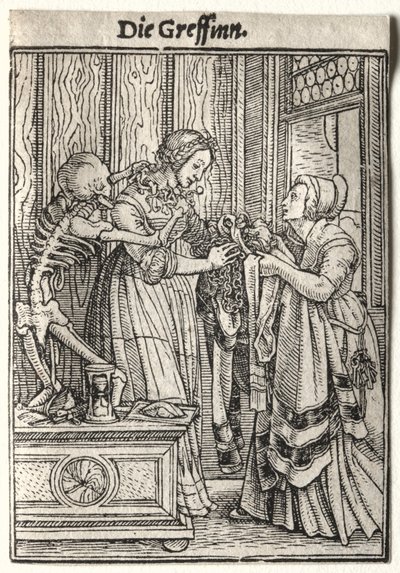 Taniec śmierci: hrabina. autorstwa Hans Holbein