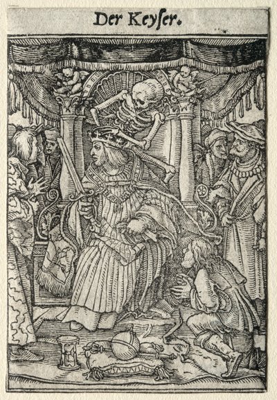 Taniec Śmierci: Cesarz. autorstwa Hans Holbein