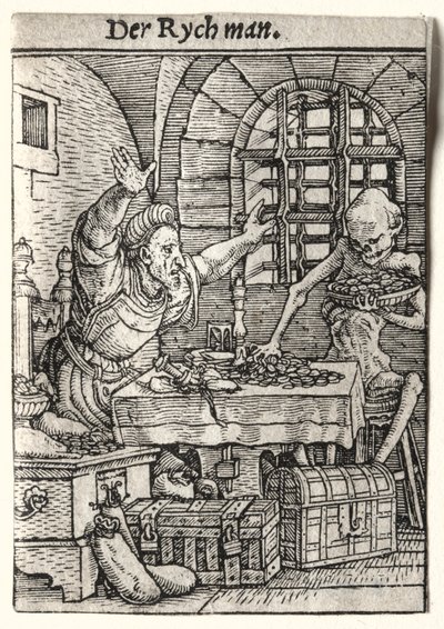 Taniec Śmierci: Skąpiec, c. 1526. autorstwa Hans Holbein