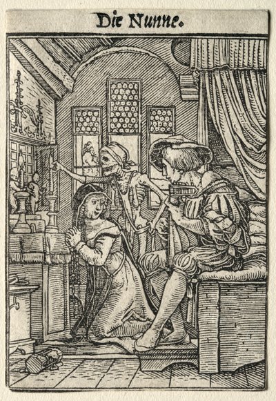Taniec Śmierci: Zakonnica. autorstwa Hans Holbein