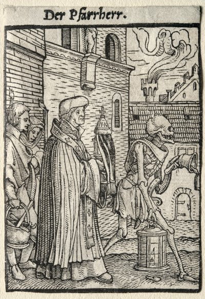 Taniec Śmierci: Pastor. autorstwa Hans Holbein