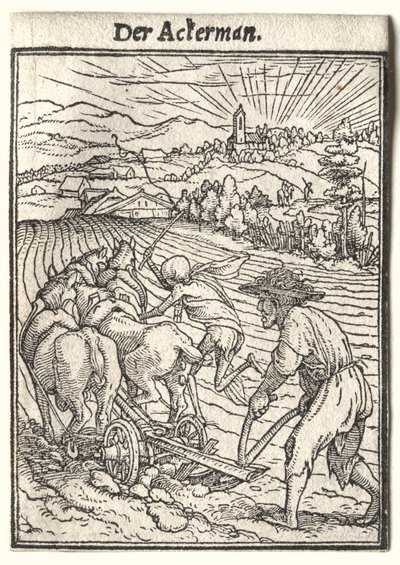 Taniec Śmierci: Oracz. autorstwa Hans Holbein