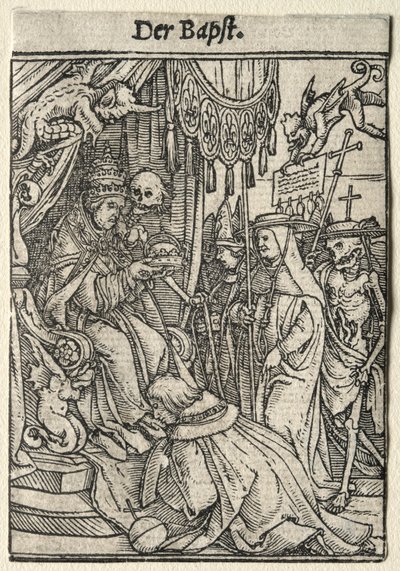 Taniec śmierci: Papież. autorstwa Hans Holbein