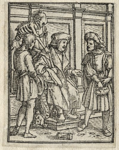 Taniec śmierci: kanon lub prebendariusz, sędzia. autorstwa Hans Holbein