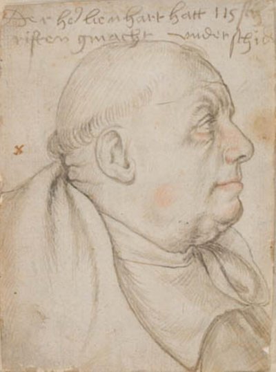 Portret kaligrafa Leonharda Wagnera zwanego Würtslin, mnicha św. Ulryka i Afry w Augsburgu, z profilu po prawej autorstwa Hans Holbein d.Æ.