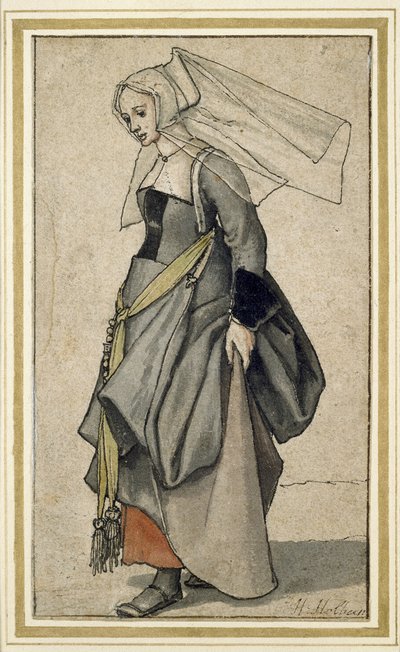 Młoda Angielka, XVI wiek (pióro i atrament i toaleta na papierze) autorstwa Hans Holbein der Jüngere