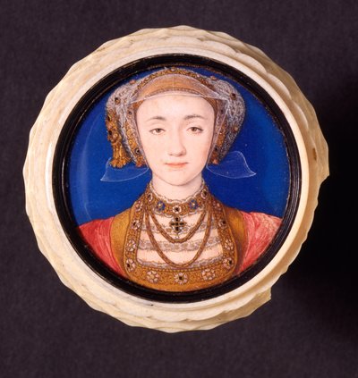 Anna z Cleves, 1539 (wc na welonie oprawione w kość słoniową) autorstwa Hans Holbein der Jüngere