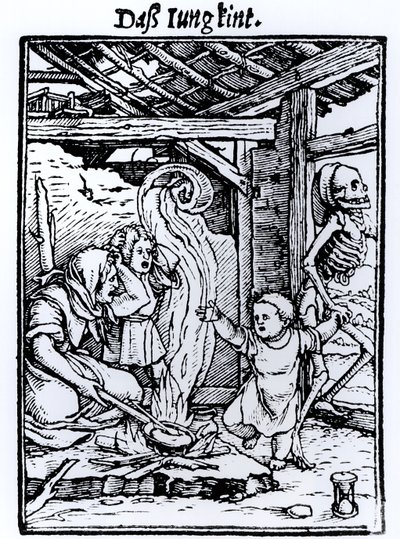 Śmierć zabierająca dziecko, z cyklu „Taniec śmierci”, sztych. Hans Lutzelburger, ok. 1526-8 autorstwa Hans Holbein der Jüngere