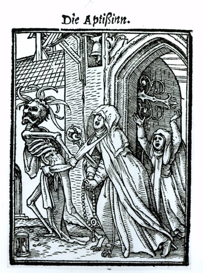 Śmierć i Opatka, z „Tańca śmierci”, rycina Hansa Lutzelburgera, ok. 1538 autorstwa Hans Holbein der Jüngere