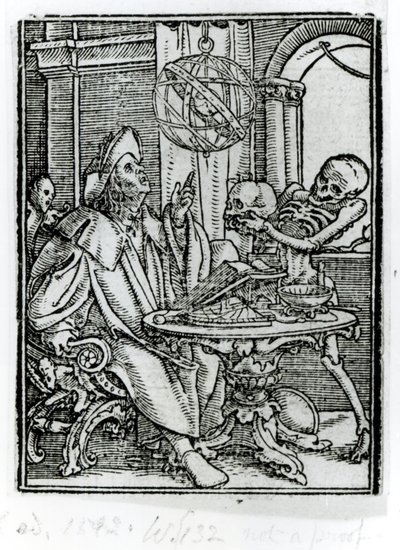 Śmierć i astronom, z „Tańca śmierci”, sztychowane przez Hansa Lutzelburgera, ok. 1538 autorstwa Hans Holbein der Jüngere