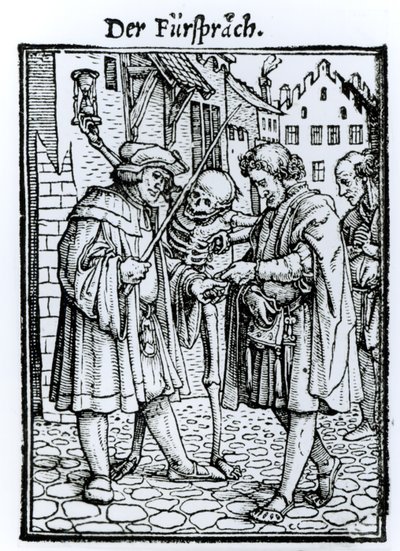Śmierć i adwokat, z „Tańca śmierci”, sztychowany przez Hansa Lutzelburgera, ok. 1538 autorstwa Hans Holbein der Jüngere