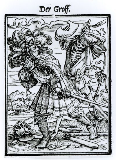Śmierć i hrabia, z „Tańca śmierci”, sztychowany przez Hansa Lutzelburgera, ok. 1538 autorstwa Hans Holbein der Jüngere