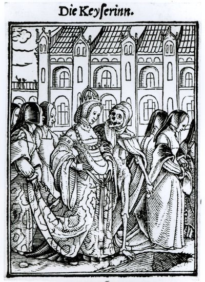 Śmierć i cesarzowa, z „Tańca śmierci”, ryciny przez Hansa Lutzelburgera, ok. 1538 autorstwa Hans Holbein der Jüngere