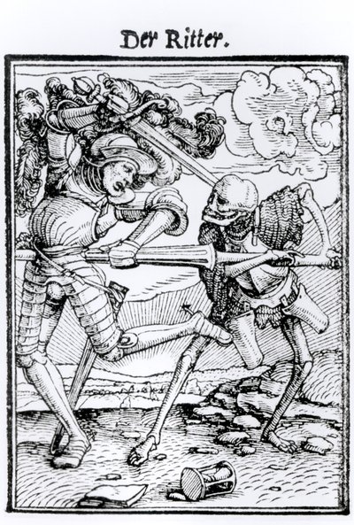 Śmierć i Rycerz, z „Tańca śmierci”, sztychowany przez Hansa Lutzelburgera, ok. 1538 autorstwa Hans Holbein der Jüngere