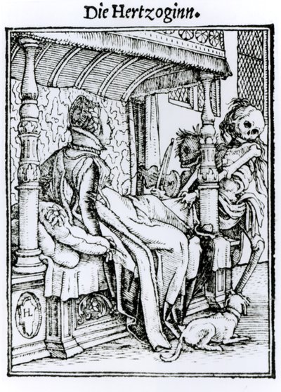 Śmierć i Pani, z „Tańca śmierci”, sztychowane przez Hansa Lutzelburgera, ok. 1538 autorstwa Hans Holbein der Jüngere