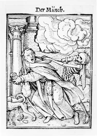 Śmierć i zakonnik żebrzący, z „Tańca śmierci”, rycina Hansa Lutzelburgera, ok. 1538 autorstwa Hans Holbein der Jüngere