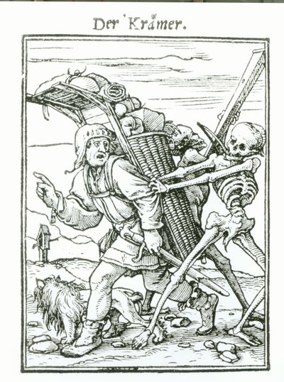 Śmierć i Pedlar, z „Tańca śmierci”, rycina Hansa Luutzelburgera, ok. 1538 autorstwa Hans Holbein der Jüngere
