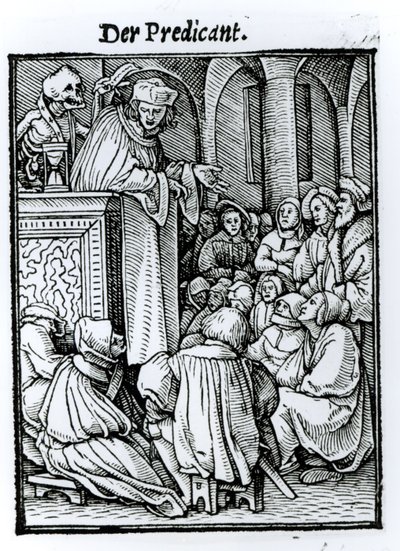 Mirtis ir pamokslininkas, iš „Mirties šokio“, išgraviruotas Hanso Lutzelburgerio, apie 1538 m. autorstwa Hans Holbein der Jüngere