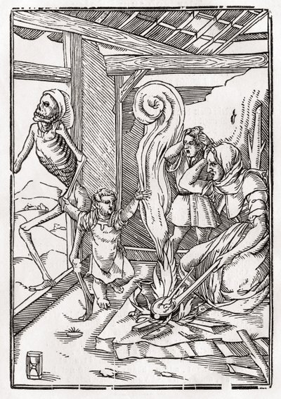 Śmierć przychodzi dla Dziecka, z „Der Todten Tanz”, opublikowanej w Bazylei, 1843 r. autorstwa Hans Holbein der Jüngere