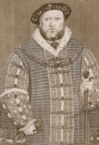 Henryk VIII, ilustracja z „Ilustrowanej historii Anglii Cassella” (zdjęcie w sepii) autorstwa Hans Holbein der Jüngere