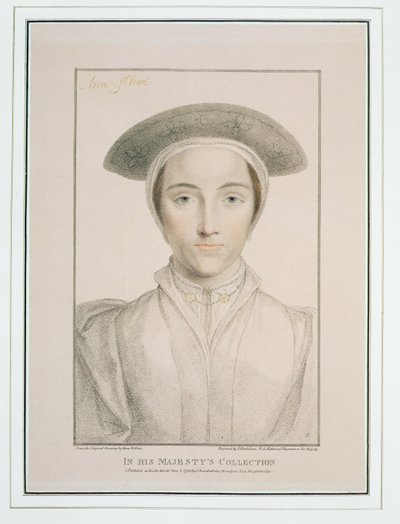 Portret królowej Anny z Kleve (1515-57) rytowany przez Francesco Bartolozziego (1727-1815) opublikowany 1796 autorstwa Hans Holbein der Jüngere