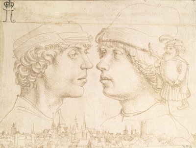 Portrety dwóch młodzieńców, krasnoluda i pejzażu miejskiego, ok. 1514 (silverpoint) autorstwa Hans Holbein der Jüngere