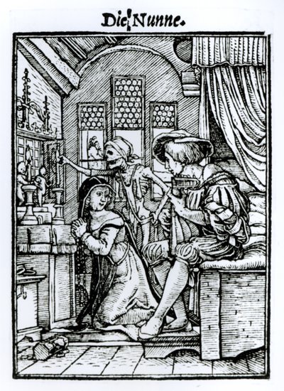 Zakonnica z „Tańca śmierci”, sztychowana przez Hansa Lutzelburgera, ok. 1538 autorstwa Hans Holbein der Jüngere