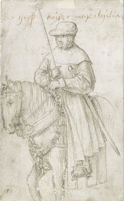 Cesarz Maksymilian I w stroju podróżnym na koniu autorstwa Hans Holbein the Elder