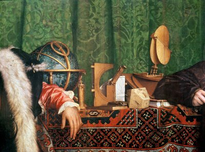 Ambasadorzy, detal instrumentów astronomicznych, olej 1533 na detalu panelu z 4147 autorstwa Hans Holbein the Elder