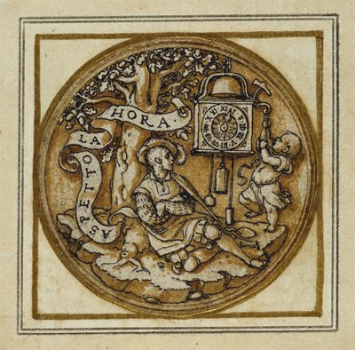 Alegoria Czasu - Projekt odznaki wisiorka lub kapelusza, ok. 1532-43 (pióro i tusz na papierze) autorstwa Hans Holbein der Jüngere