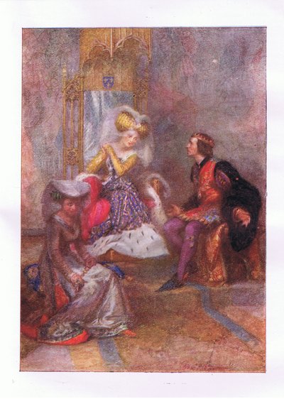 A co wtedy mówisz do mojej miłości? (Król Henryk V), z The Complete Works of Shakespeare opublikowanej przez George Harrap & Co Ltd, 1920 autorstwa Hans Holbein der Jüngere