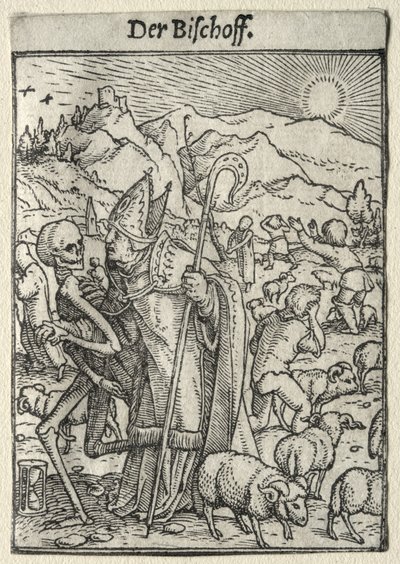 Taniec śmierci: Biskup autorstwa Hans Holbein the Younger
