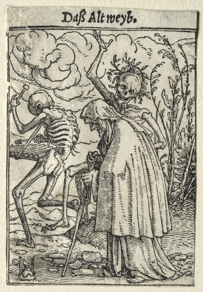 Taniec śmierci:  Stara kobieta autorstwa Hans Holbein the Younger