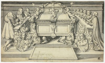 Projekt Epitafium: Członkowie rodziny klęczący przed grobem autorstwa Hans Holbein the Younger