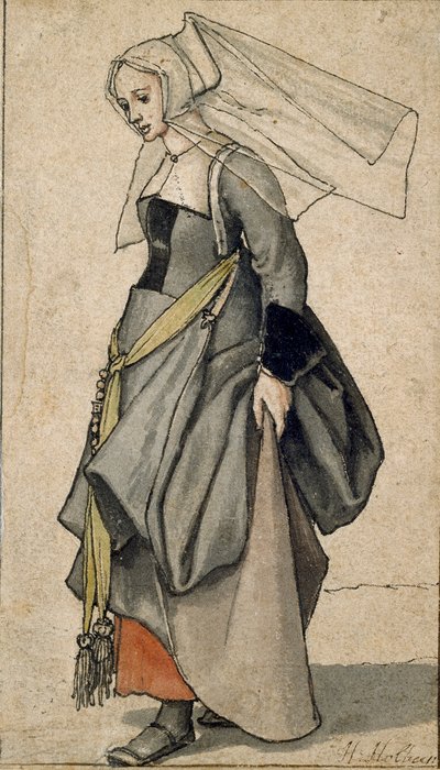 Figura młodej Angielki we współczesnym stroju, 1532-1543 autorstwa Hans Holbein der Jüngere