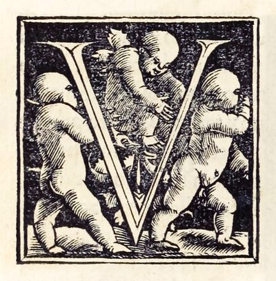 Iluminowane „V” z trzeciego wydania „Utopii” Sir Thomasa More
