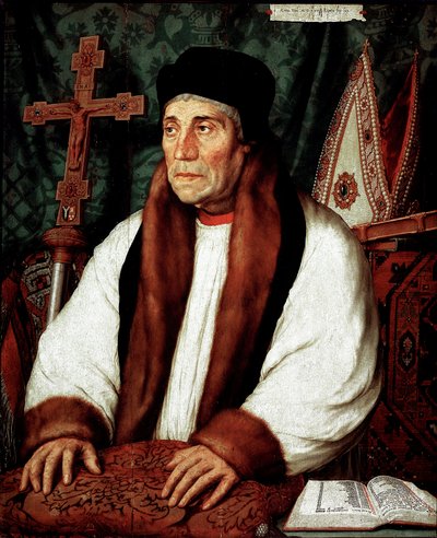 Portret Williama Warhama (1450-1532), Archeveque of Canterbury Obraz Hansa Holbeina Młodego (1497/8-1543) XVI-wieczne słońce. 82x67 cm Paryż, Musee du Louvre autorstwa Hans Holbein der Jüngere
