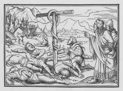 Miedziany wąż, Liczby XXI, 9 autorstwa Hans Holbein der Jüngere