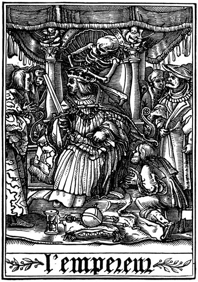 Cesarz odwiedzony przez śmierć, 1538 autorstwa Hans Holbein der Jüngere