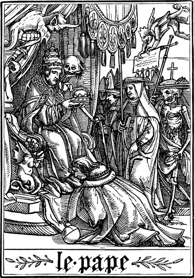 Papież odwiedzony przez śmierć, 1538 autorstwa Hans Holbein der Jüngere