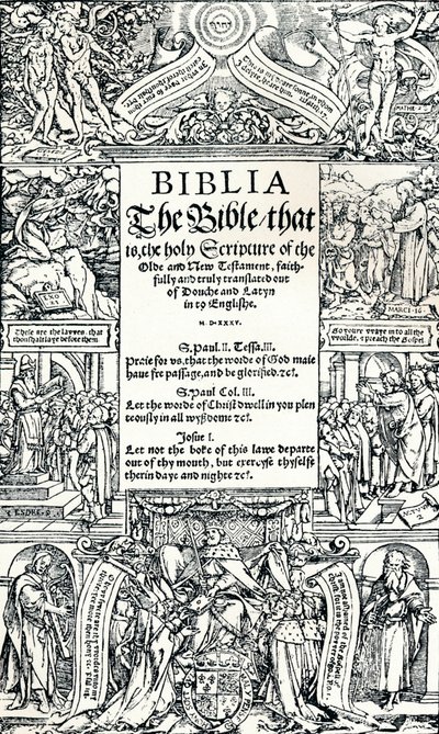 Strona tytułowa angielskiej Biblii Coverdales, 1535 autorstwa Hans Holbein der Jüngere
