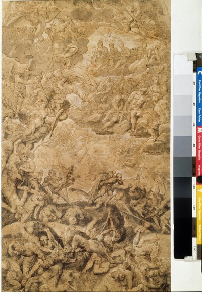 Sąd Ostateczny. Rysunek Hansa Rottenhammera, pachwina (1564-1625). Grisaille na papierze, 53,7 x 31,6 cm, ok. 1590. Sztuka niemiecka, manieryzm. Muzeum Sztuk Pięknych im. Puszkina w Moskwie. autorstwa Hans I or Johann Rottenhammer