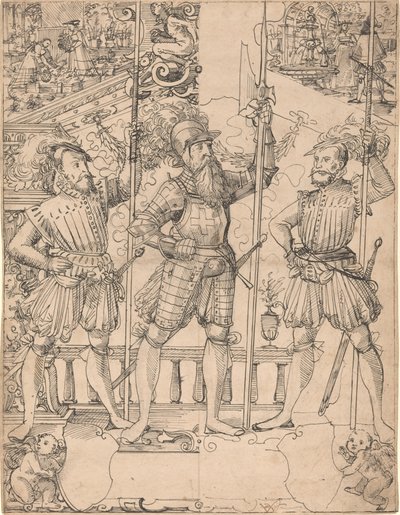 Halberdier i dwóch pikinierów autorstwa Hans Jakob Plepp