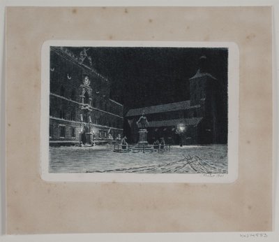 Plac przy św. Kościół Knuda w Odense. Wieczór autorstwa Hans Julius Fæster
