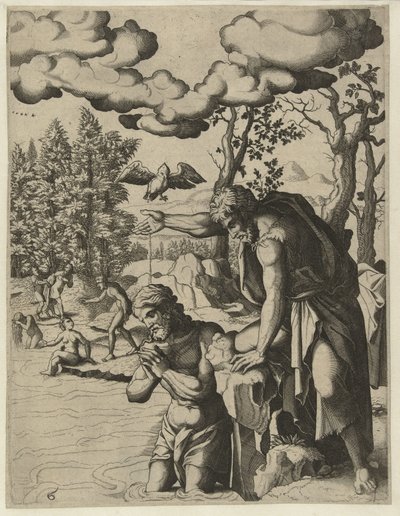 Chrzest Chrystusa Życie Jana Chrzciciela (tytuł serii) autorstwa Hans Liefrinck (I) (attributed to)