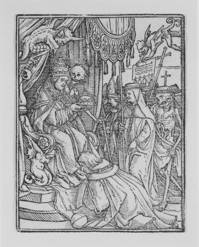 Papież, z Tańca śmierci, ca. 1526, opublikowany 1538. autorstwa Hans Lützelburger