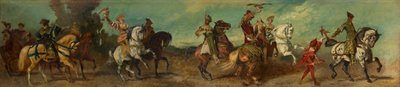Projekt pochodu uroczystego 1879 - Polowanie z sokołem autorstwa Hans Makart