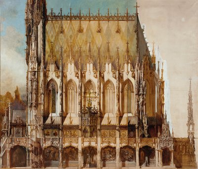 Gotycki kościół grobowy św. Michała, widok z boku autorstwa Hans Makart