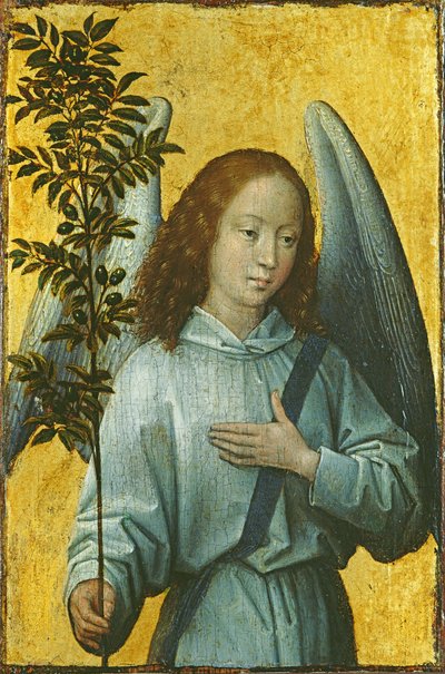 Anioł trzymający gałązkę oliwną autorstwa Hans Memling